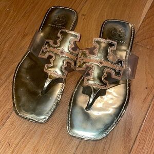 Tory Burch Metallic Gold Slide Grier Sandals 7.5 $225